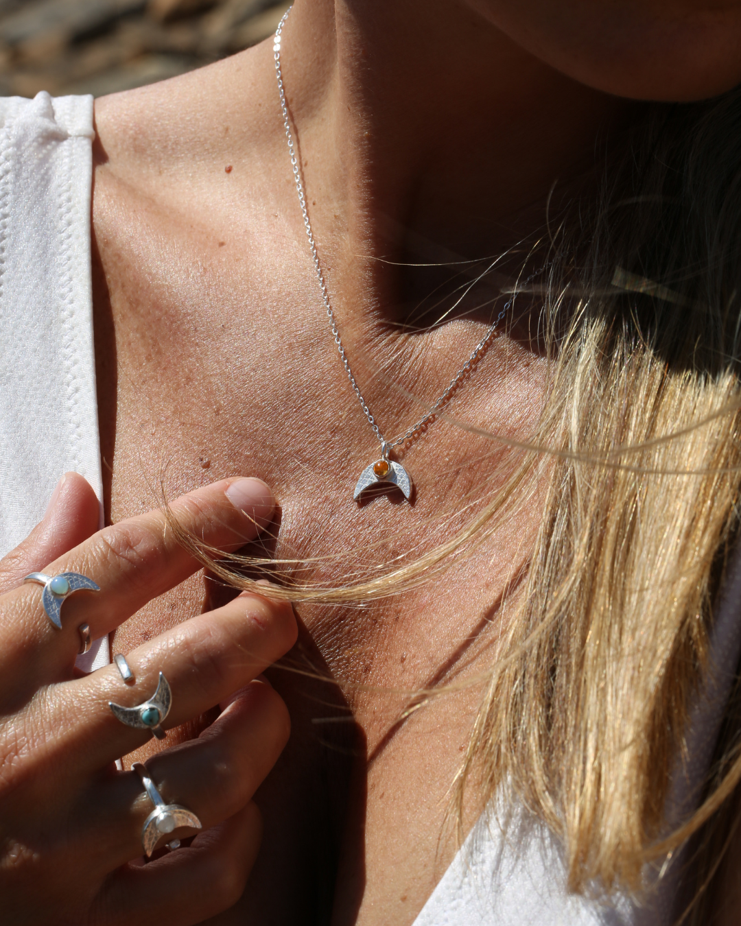 Moon Necklace - Citrine