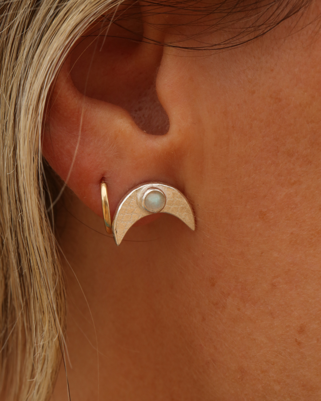 Moon Earrings - Labradorite
