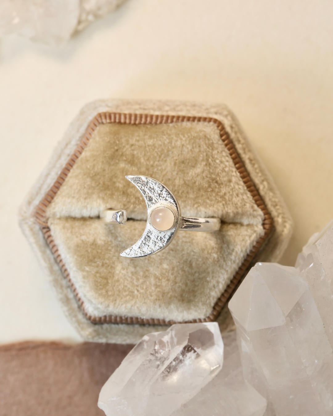 Moon Ring - Pink Quartz