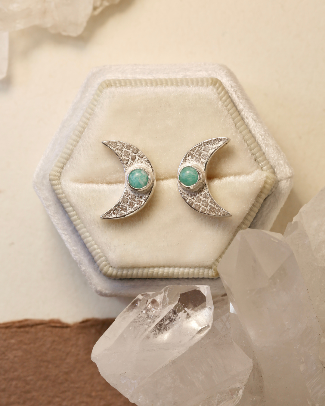 Moon Earrings - Amazonita