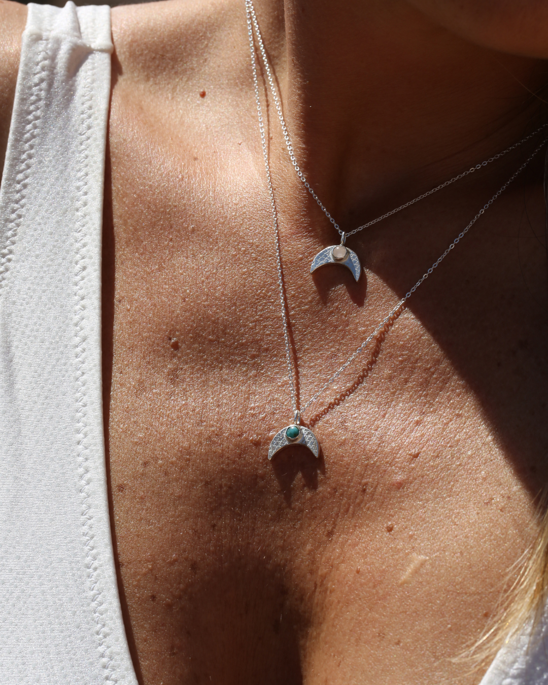Moon Necklace - Pink Quartz