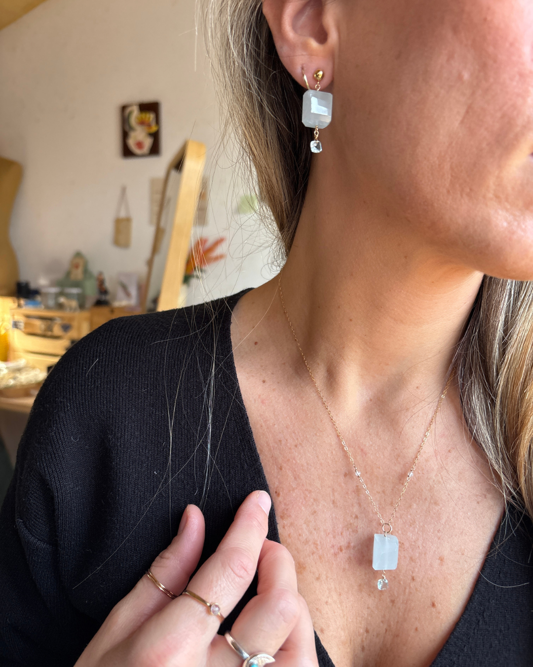 Pamela Stella Jewelry - Aquamarine Earrings Celeste